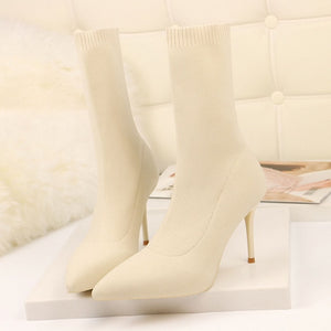 SEGGNICE Sexy Sock Boots Knitting Stretch Boots